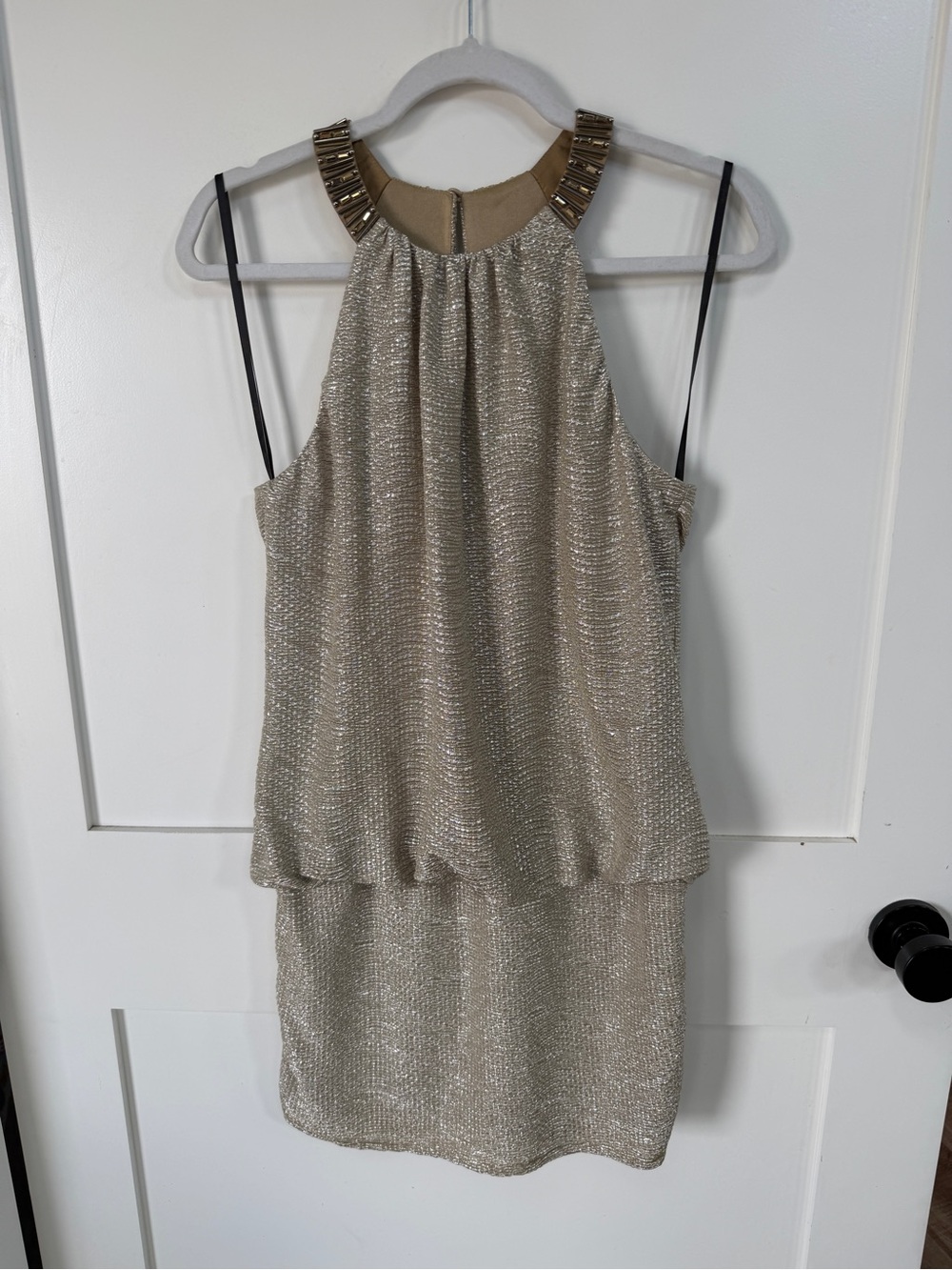 LAUNDRY Shelli Segal 6 Metallic Gold Halter Party Dress